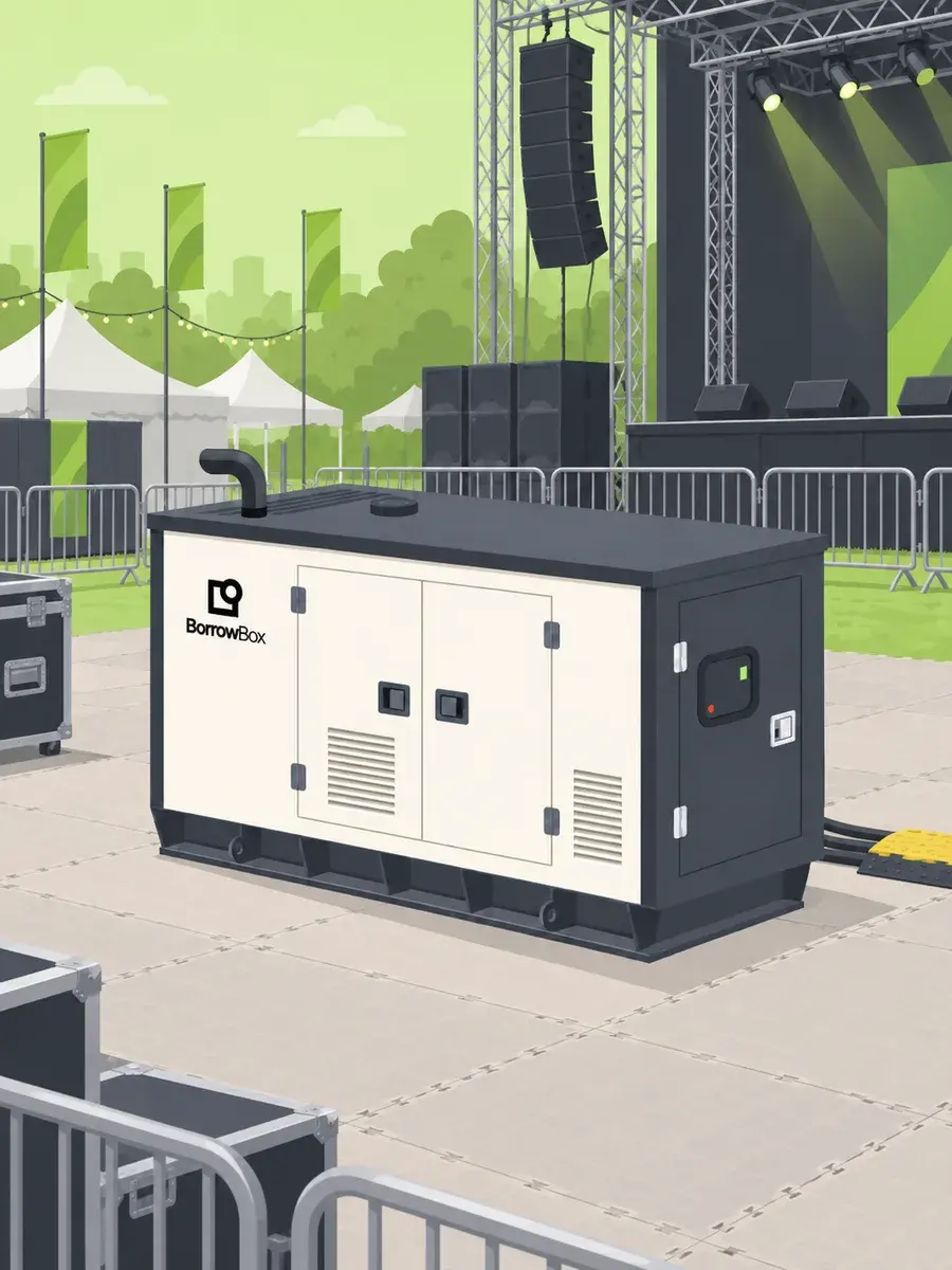 BorrowBox generator behind an outdoor event stage